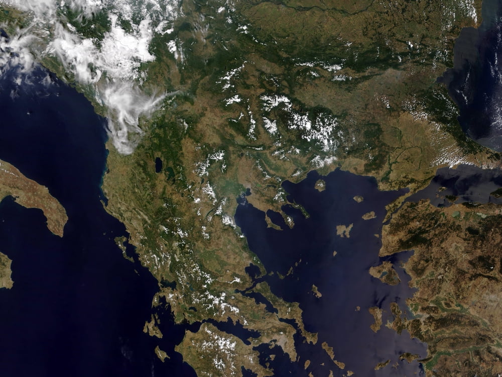 Greece and its surrounding countries Canvas Art - Stocktrek Images (32 x 24)