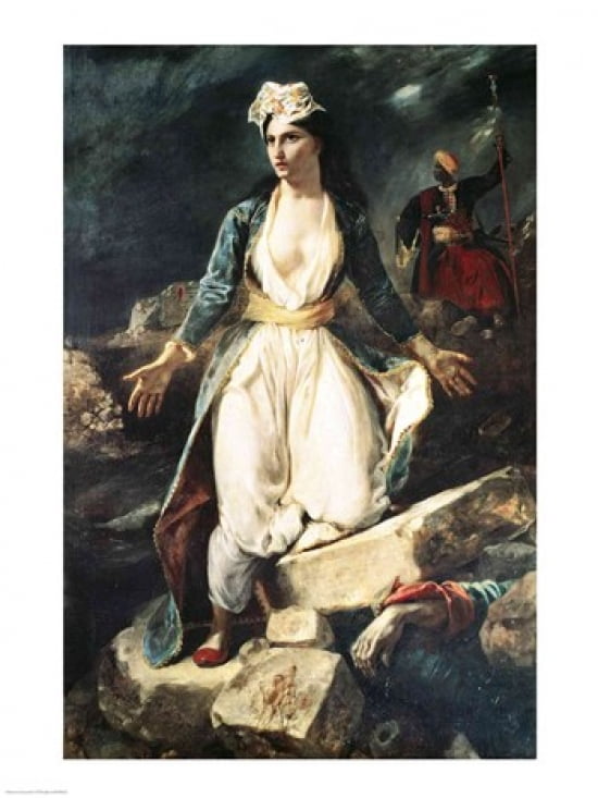 Greece expiring on the Ruins of Missolonghi 1826 Canvas Art - Eugene Delacroix (18 x 24)