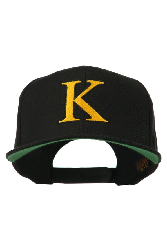 Greek Alphabet KAPPA Embroidered Flat Bill Cap - Black OSFM
