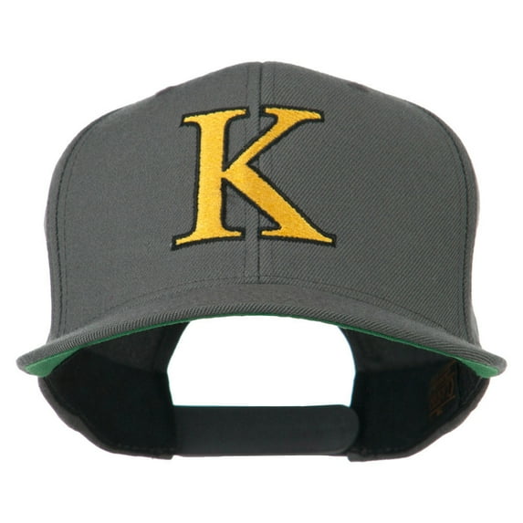 Greek Alphabet KAPPA Embroidered Flat Bill Cap - Dark Grey OSFM
