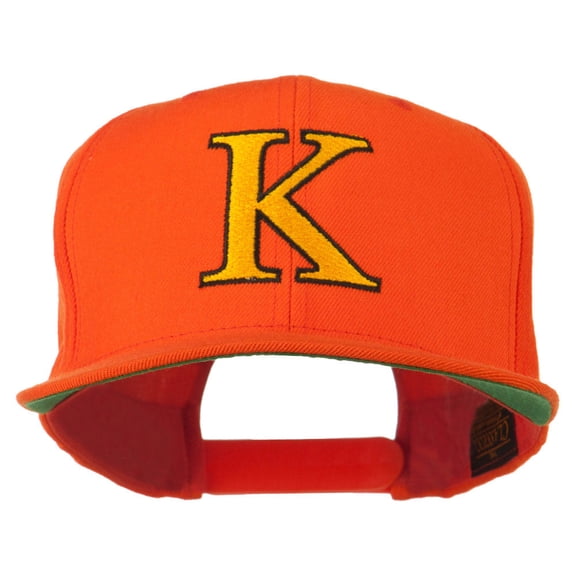Greek Alphabet KAPPA Embroidered Flat Bill Cap - Orange OSFM