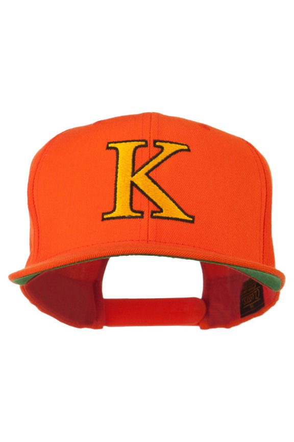 Greek Alphabet KAPPA Embroidered Flat Bill Cap - Orange OSFM