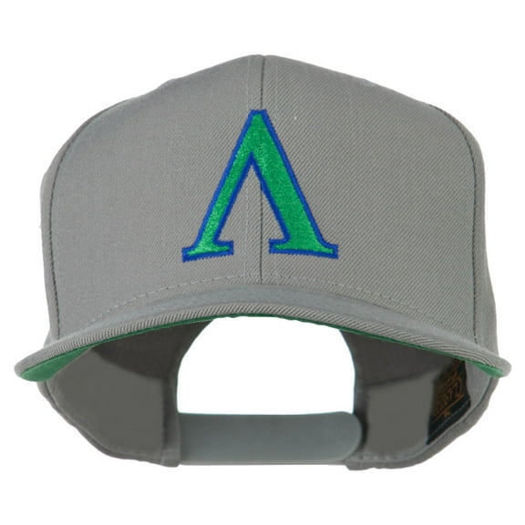Greek Alphabet Lambda Embroidered Flat Bill Cap - Silver OSFM