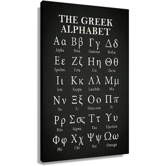 Greek Alphabet Letter Learning Posters Unframed Art Prints Wall Decor Canvas Black and White Wall Art Painting Picture for Living Room,Ready to Hang Unframed