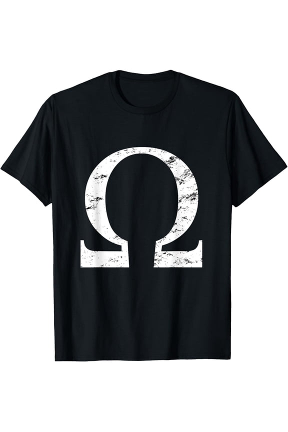 Greek Alphabet Letters | Vintage College Omega Symbol T-ShirtMen and women, Black T-shirt, size: Extra large