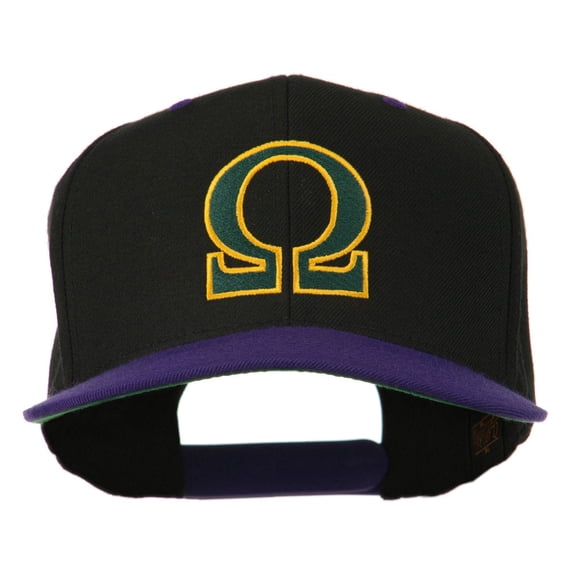 Greek Alphabet OMEGA Embroidered Cap - Black Purple OSFM