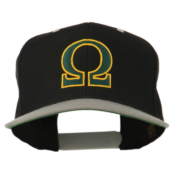 Greek Alphabet OMEGA Embroidered Cap - Black Silver OSFM