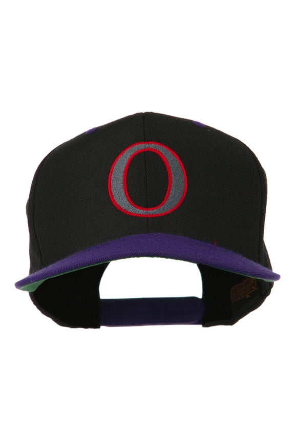 Greek Alphabet OMICRON Embroidered Cap - Black Purple OSFM