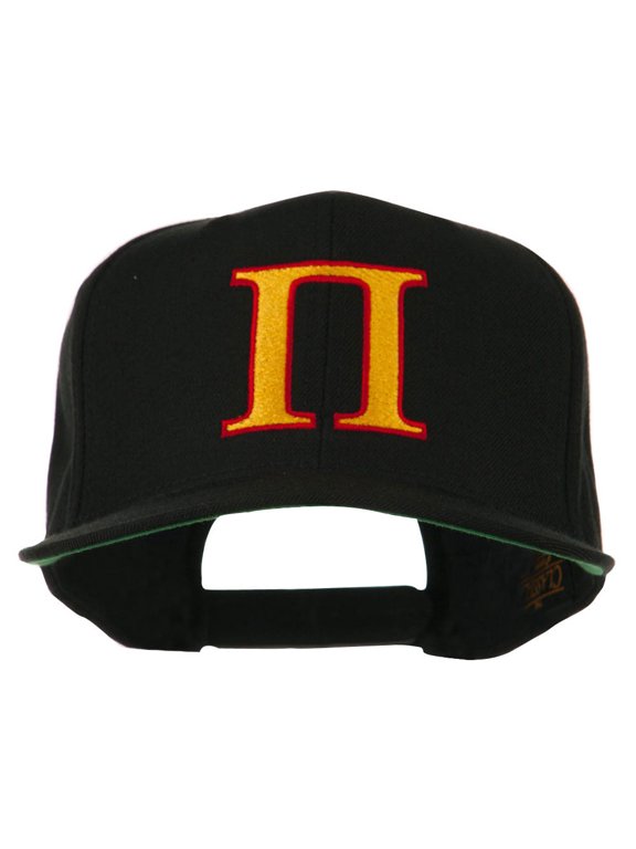 Greek Alphabet PI Embroidered Flat Bill Cap - Black OSFM
