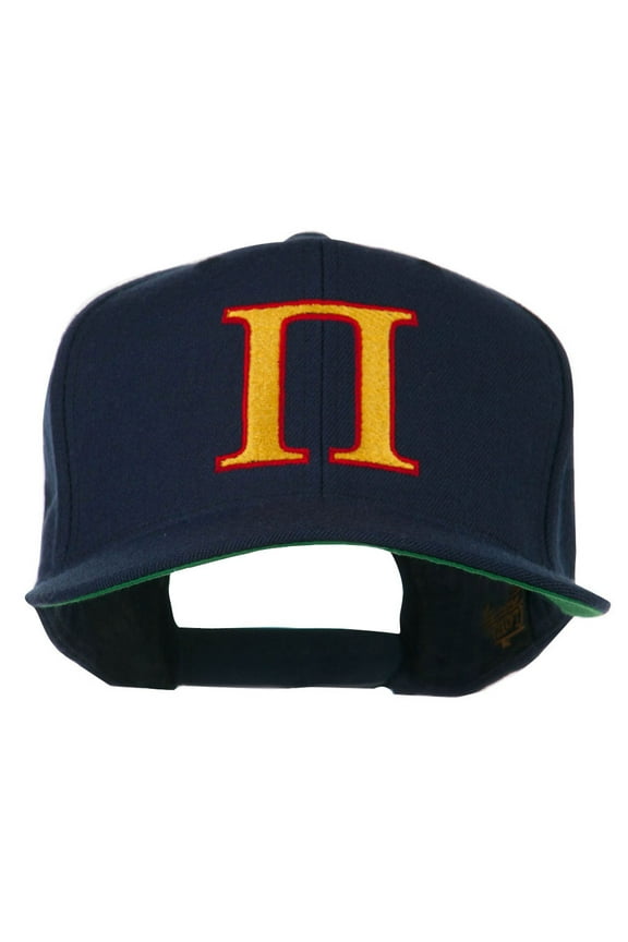 Greek Alphabet PI Embroidered Flat Bill Cap - Navy OSFM