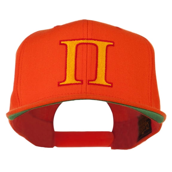 Greek Alphabet PI Embroidered Flat Bill Cap - Orange OSFM