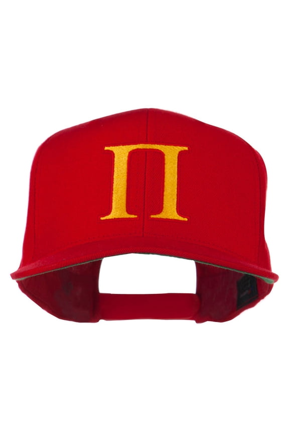 Greek Alphabet PI Embroidered Flat Bill Cap - Red OSFM