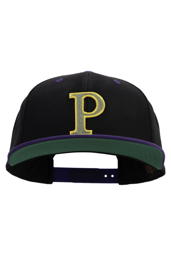 Greek Alphabet RHO Patched Classic Snapback Woold Blend 2 Tone Cap - Black Purple OSFM