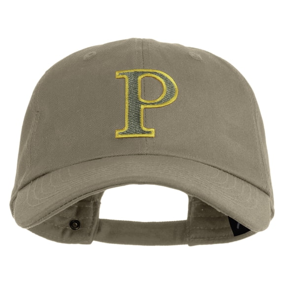 Greek Alphabet RHO Patched Unstructured Cotton Twill Washed Cap - Khaki OSFM