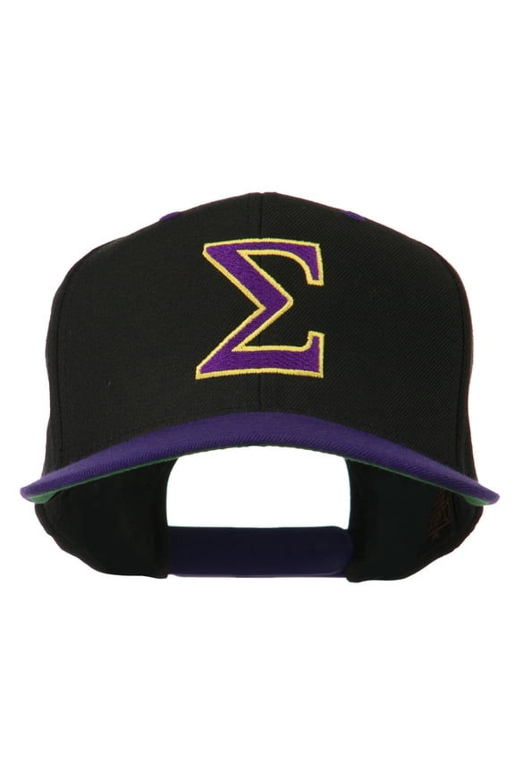 Greek Alphabet SIGMA Embroidered Two Tone Cap - Black Purple OSFM