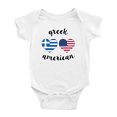thumbnail image 1 of Greek American Flag Two Hearts Cute Baby Bodysuits (White, 6-12 Months), 1 of 5