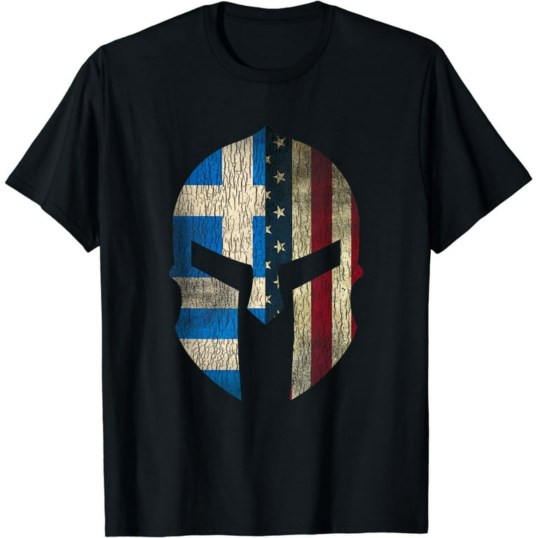 Greek American Pride - Greece Spartan Helmet T-Shirt Greek American Pride - Greece Spartan Helmet T-Shirt
