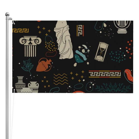 Greek Antique Statues Double Sided Flag 3x5FT Reversible Garden Flag Outdoor Decor for House, Porch, Lawn, Yard, Indoor Wall, Party Decoration