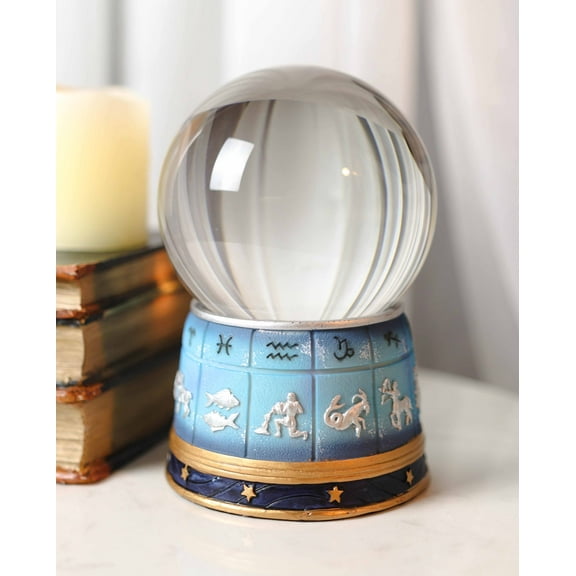 Greek Astrology 12 Horoscope Zodiac Signs Dome Base And Glass Sphere Gazing Ball