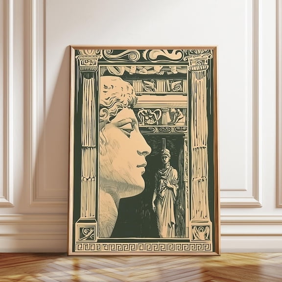Greek Bust Antique Sculpture Wall Art Print, Unframed Paper Poster 8x10in