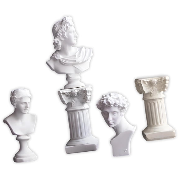 Greek Bust Statue and Sculptures Greek Mythology Figurines Decorative Roman Column Pedestals for Home Offices Decors