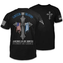 Greek By Blood T-Shirt Patriotic Tribute Tee | American Pride Veteran Support Shirt | 100% Cotton Military Apparel