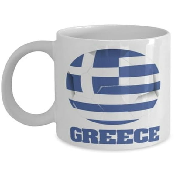 Greek 11 oz Coffee Mug - Greece-Inspired Design White Ceramic Gift