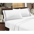 thumbnail image 1 of Greek Design Ultra Soft Egyptian Comfort Embroidery Sheet Set (Twin, White & Purple), 1 of 1