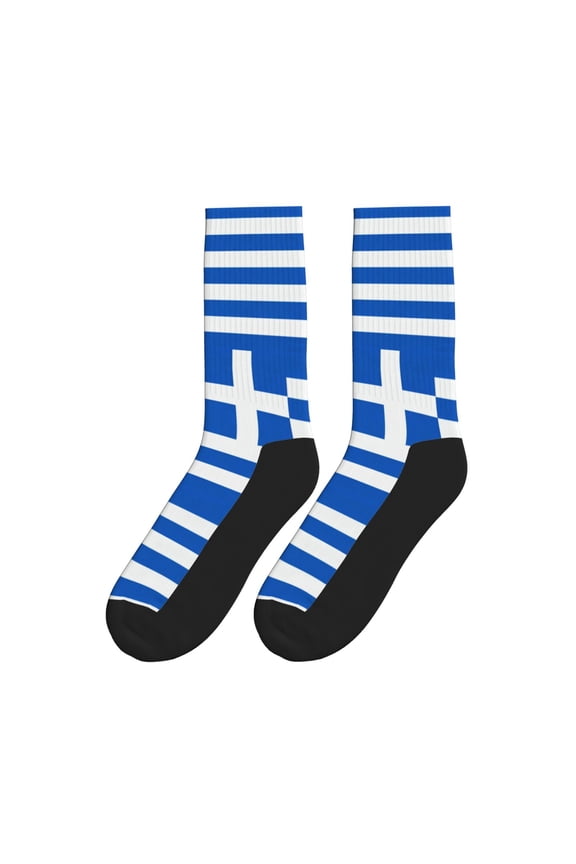 Greek Flag Athletic Crew Novelty Socks for Womens Mens