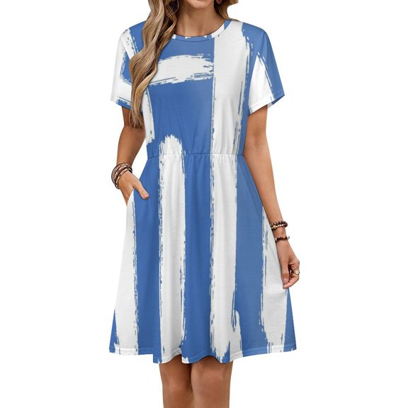 Greek Flag Growing Up Greek Greece Dress Summer Street Style Dresses Female Short Sleeve Printed Sundress