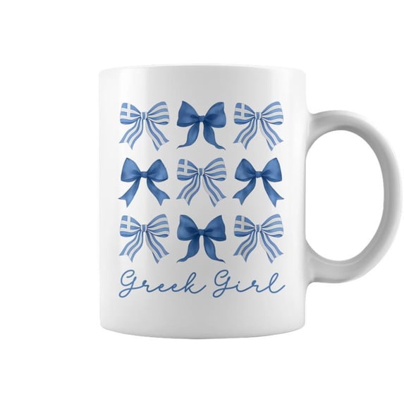 Greek Girl Coquette Bows Ribbon Cute Greek Flag Koukla Coffee Mugs ...