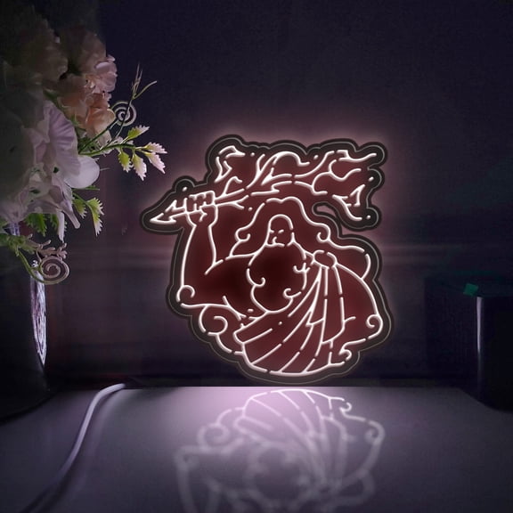 Greek God Zeus Led Light Box, Dimmable Neon-Like Light Signs USB Power for Wall Decor Bedroom Decoration, Static Light (WxH) 11"x11"