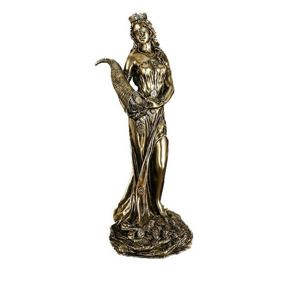 Greek Goddess of Wealth Statue, Resin Hestia Figurine, Copper Finish Home Decor Ornament