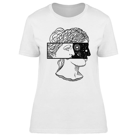 Greek Head Statue And Space T-Shirt Women -Image by Shutterstock, Female Small