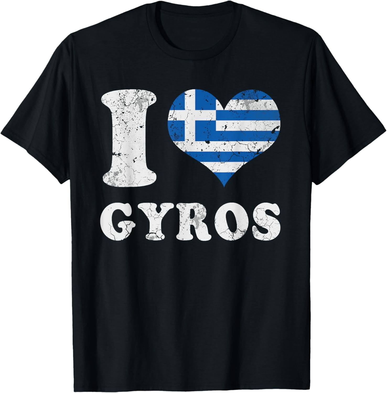 Greek I Love Gyros Greece Flag Vintage Distressed Fade TShirt
