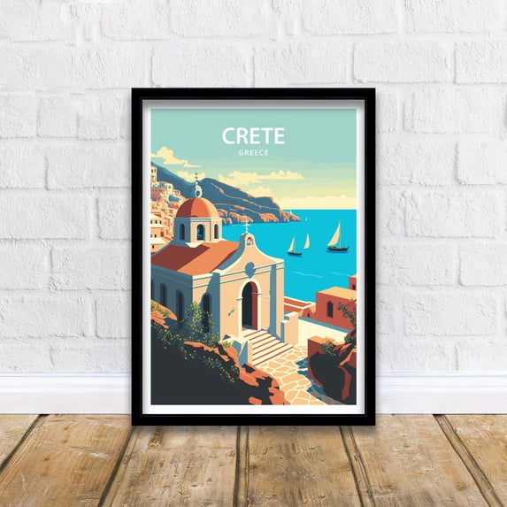 Greek Island Crete Wall Art Print, Scenic Mediterranean Travel ...