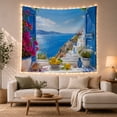 thumbnail image 1 of Greek Island View Through Blue Doors With Lemons Serene Coastal Style for Travel Lovers Mediterranean Wall Art Housewarming Gift Tapestry Wall Hanging for Living Room and Bedroom, 1 of 7