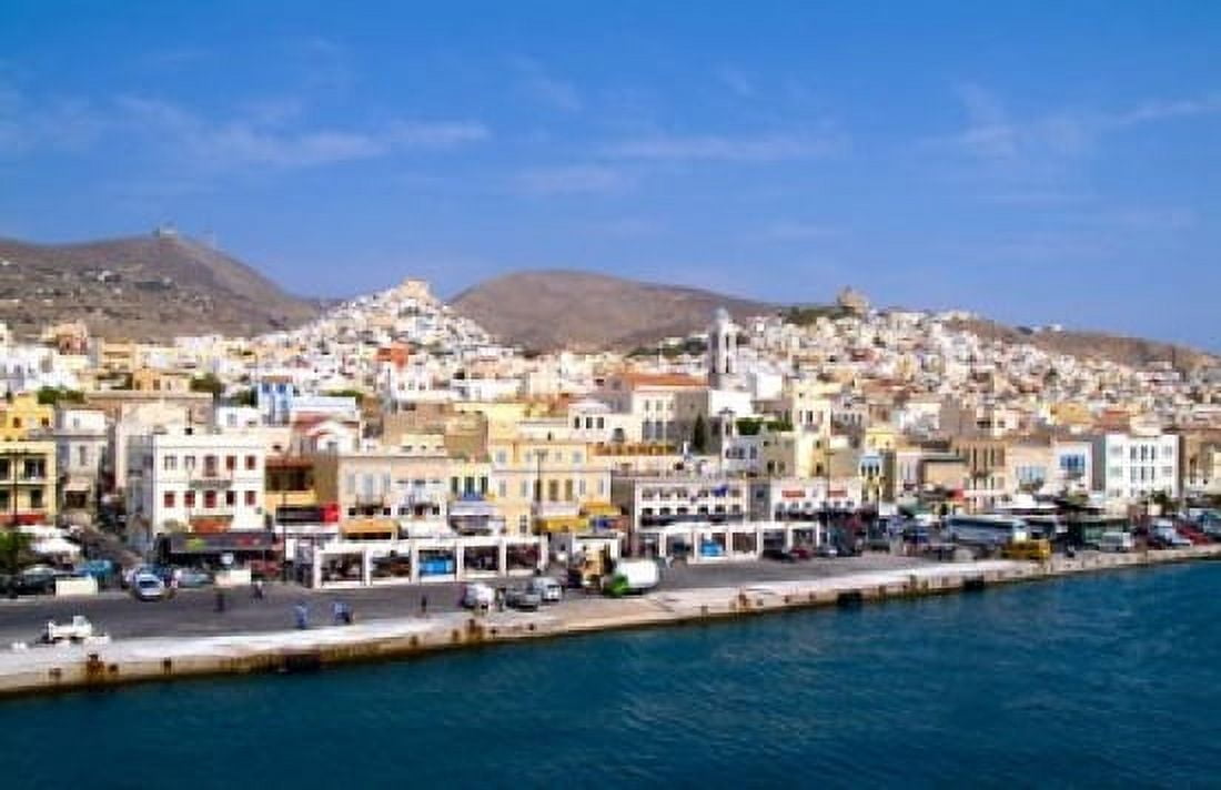 Greek Island of Siros Greece Canvas Art - Bill Bachmann DanitaDelimont (34 x 22)