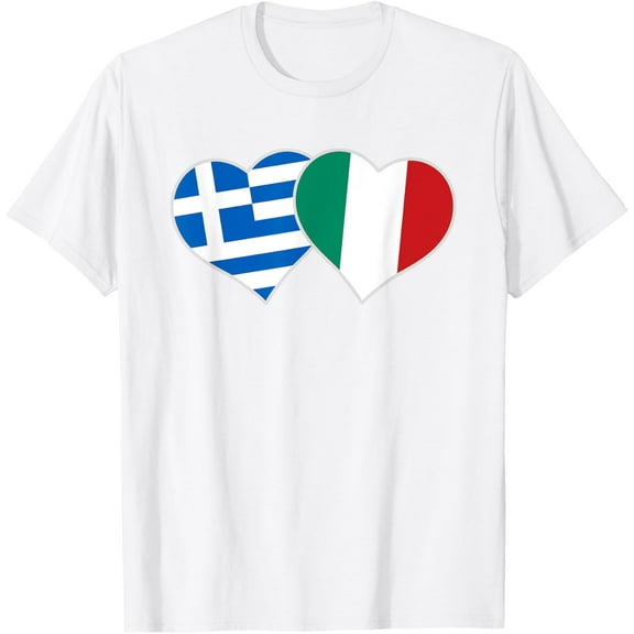 Greek Italian Flag Heart Italy Greece Gift T-Shirt