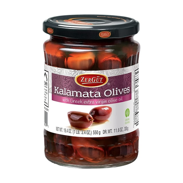 Greek Kalamata Olives with Pits Packed in Greek Extra Olive Oil Vegan