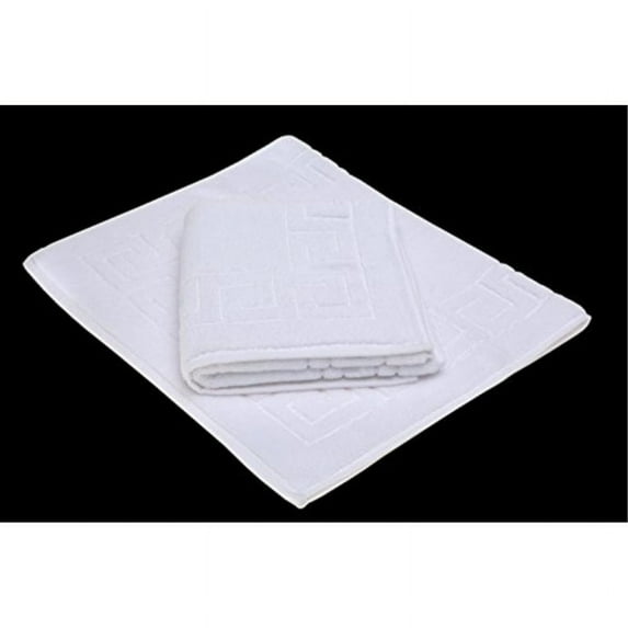 Greek Key Bath Mat - White - Luxury Hotel and Spa Quality - 100 Turkish Cotton - 22"x32" (2 Pack)