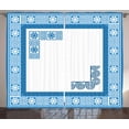 thumbnail image 1 of Ambesonne Antique Floral Curtains 2 Panel Set, Neo Classical Lines, 108" x 84", White and Blue, 1 of 3