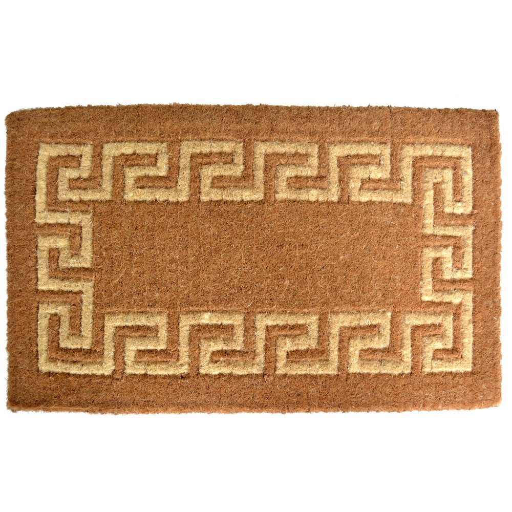 Brown and Beige Coir Greek Key Outdoor Welcome Mat 30" x 18"