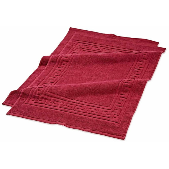 Greek Key Egyptian Cotton 900 GSM 2-Piece Bath Mat Set Burgundy