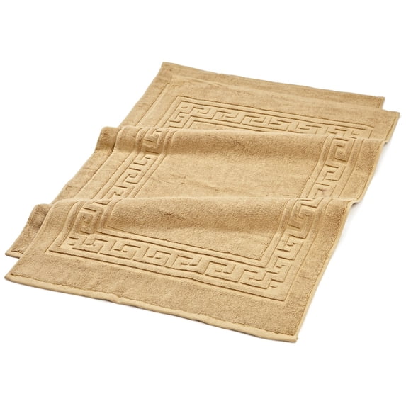 Greek Key Egyptian Cotton 900 GSM 2-Piece Bath Mat Set Toast