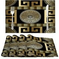 thumbnail image 1 of Greek Key Meander Black Gold Placemats Set of 4, 12x18 Inch Geometric Table Place Mats for Table Party Kitchen Dining Decoration, 1 of 6