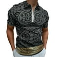 thumbnail image 1 of Greek Key Ornate Black & Gold Men Zipper T-shirt Summer Casual Short Sleeve T-shirt Top, 1 of 7