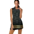 thumbnail image 1 of Greek Key Ornate Black & Gold Sports Dresses Women Tennis Dress with Separate Shorts One-Piece Slim Fit Golf Dress, 1 of 4