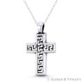 thumbnail image 1 of Greek Key Orthodox Christian Cross 30x17mm (1.2x0.7in) Pendant in Oxidized .925 Sterling Silver, 1 of 1