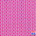 thumbnail image 1 of Greek Key Print Design Hot Pink & White Stretch Poly-Spandex Fabric 58" Wide, 1 of 4